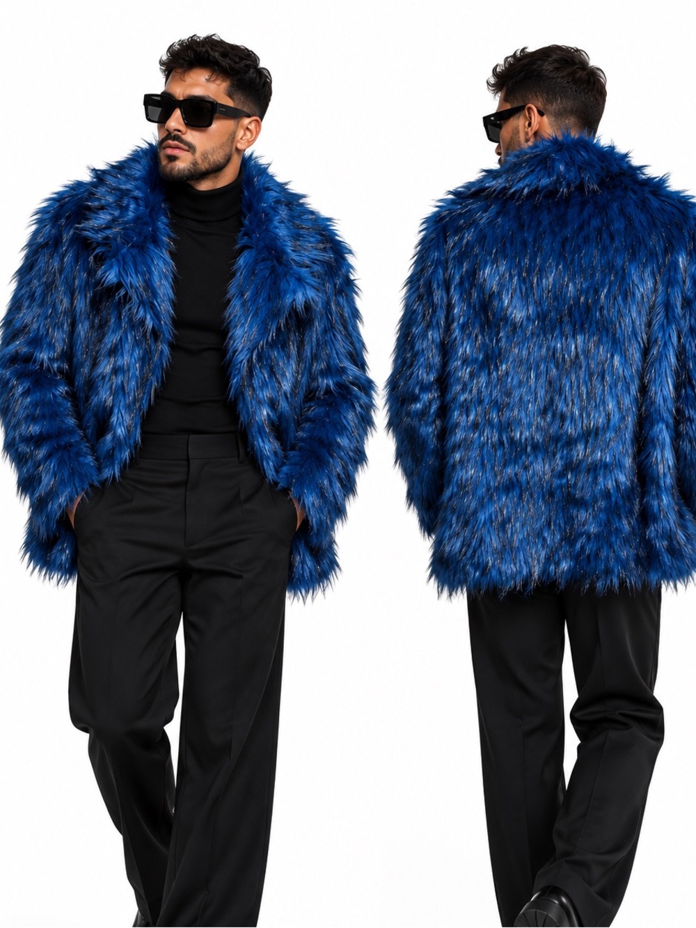 ASOS Electric Blue Faux Fur Pea Coat
